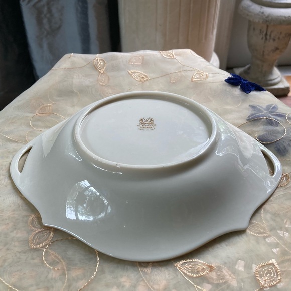 Lenox "Serenade" Open Candy Dish - flowers & bird with handles and Gold Trim - Picture 5 of 6